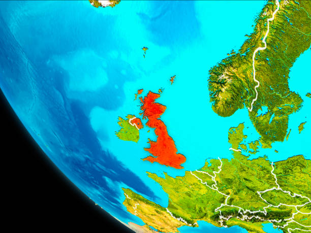 3D Render of a Topographic Map of the Atlantic Ocean near Ireland and the UK with the clouds from September 27, 2023. Storm Agnes (Kilian) over the Atlantic Ocean near Ireland and the UK.All source data is in the public domain.Cloud texture: Global Imagery Browse Services (GIBS) courtesy of NASA, VIIRS data courtesy of NOAA.https://www.earthdata.nasa.gov/eosdis/science-system-description/eosdis-components/gibsColor texture: Made with Natural Earth.http://www.naturalearthdata.com/downloads/10m-raster-data/10m-cross-blend-hypso/Relief texture: GMTED 2010 data courtesy of USGS. URL of source image:https://topotools.cr.usgs.gov/gmted_viewer/viewer.htmWater texture: SRTM Water Body SWDB: https://dds.cr.usgs.gov/srtm/version2_1/SWBD/