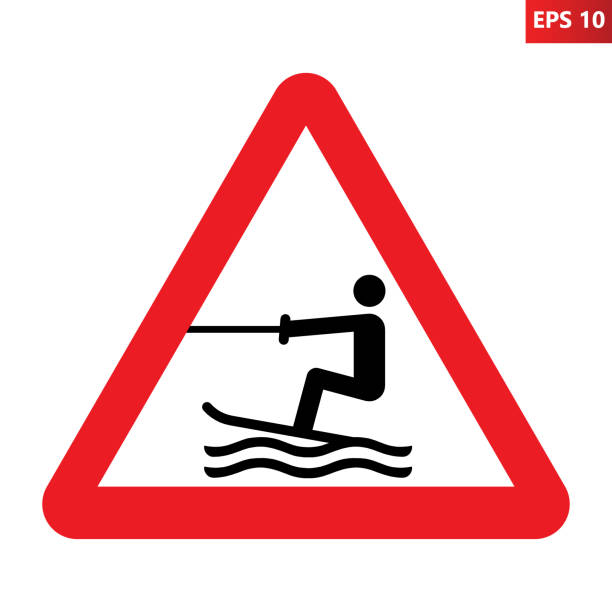 symbol sportów wodnych. znak nart wodnych. - waterskiing motorboating skiing water stock illustrations