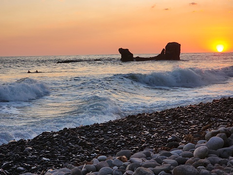 Sunset beach Playa El Tunco, La Libertad, El Salvador