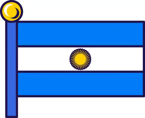 Vector illustration of Argentina republic land flag on flagstaff vector