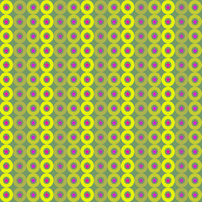 beautiful purple star balls in yellow circle donut bubble in green seamless pattern background