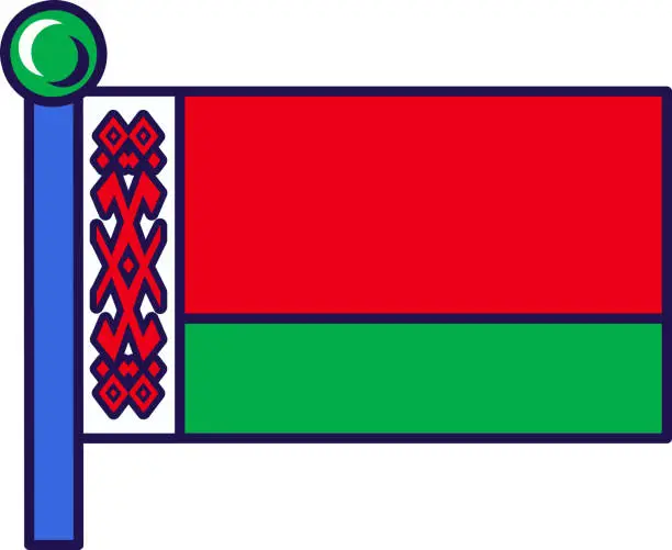 Vector illustration of Republic of belarus nation flag on flagpole vector