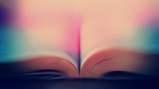 Open book, blurred background. Web banner.
