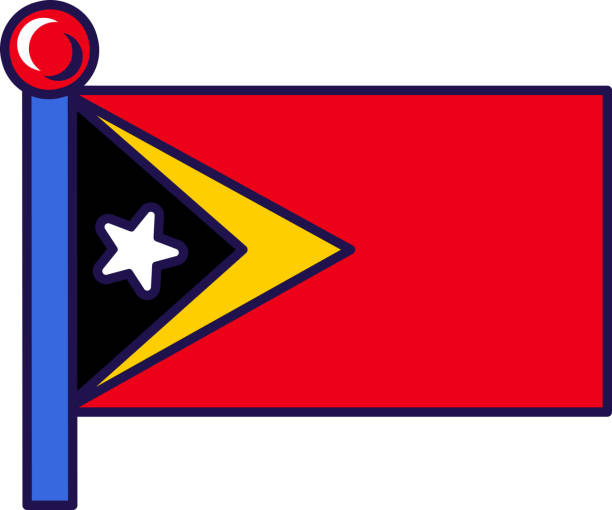 East timor democratic republic nation flag vector East timor democratic republic nation flag vector. Timor-leste national, democracy and patriotic symbol. Island territory tradition insignia of independence flat cartoon illustration national geographic stock illustrations