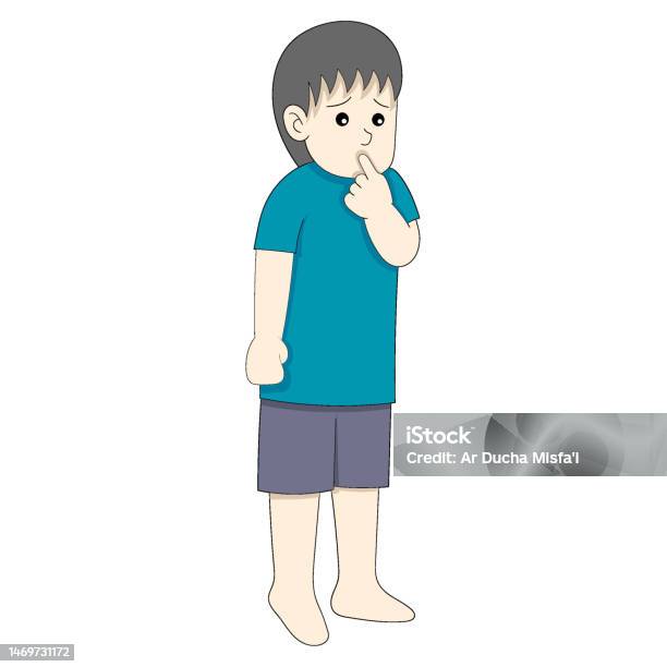 Poor Boy Was Brooding Sadly Stock Illustration - Download Image Now ...