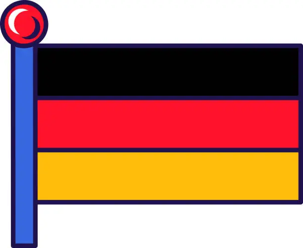 Vector illustration of Germany federal republic flag on flagstaff vector