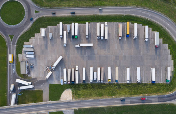 istock Truck parking at the logistics center. 1469731435