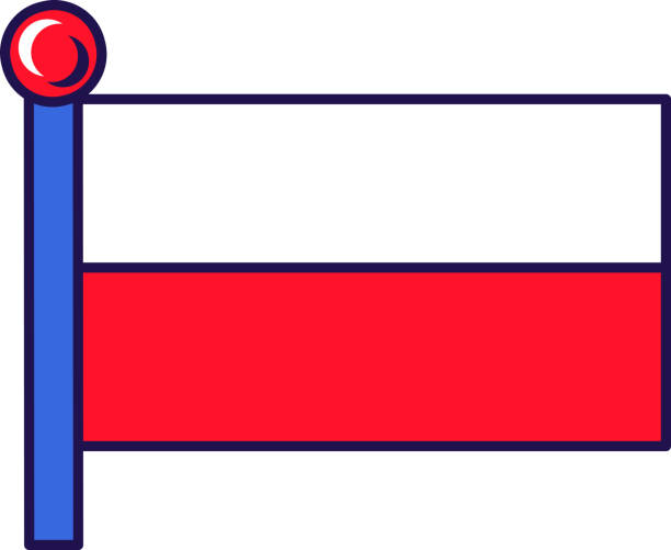 Indonesia bicolor nation flag on flagstaff vector Indonesia bicolor nation flag on flagstaff vector. Indonesian red and white officially and patriotic symbol of independence. Territory traditional insignia flat cartoon illustration national geographic stock illustrations
