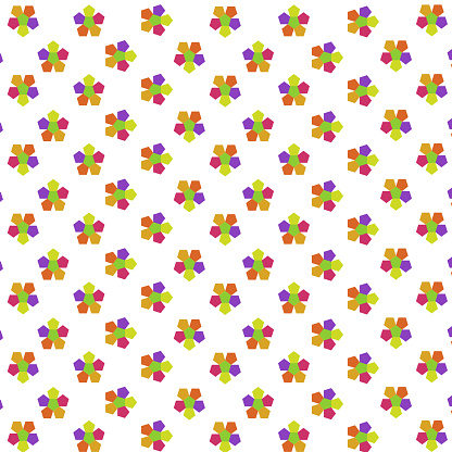 pentagon or five angle polygon  colorful flower shape oreang violet and yellow petals. love and sweet style papaer gift and wallpaper white background