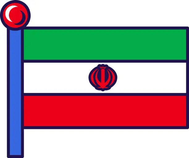 Vector illustration of Iran islamic republic flag on flagstaff vector