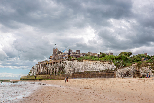 Kingsgate Castle on the cliffs above Kingsgate Bay, Broadstairs, Kent.Broadstairs on the Kent Coastline England