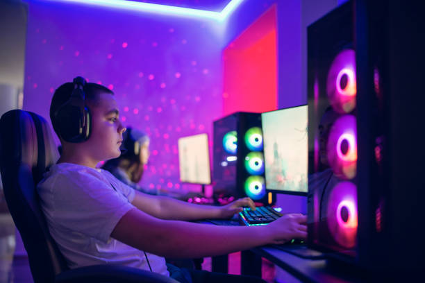 istock Two people competing in a video game tournament. 1469735067