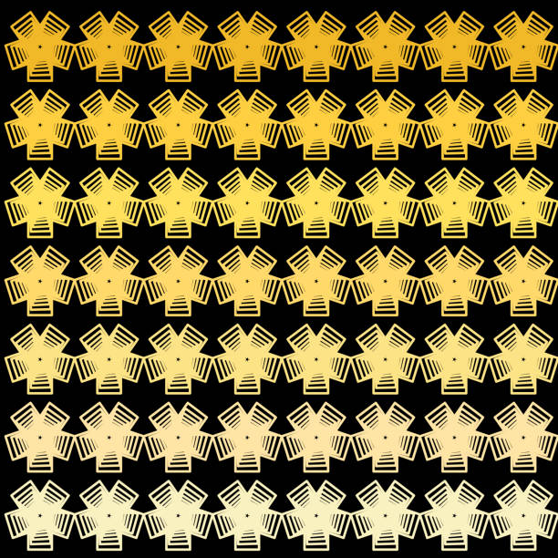 golden gold square star geometric multi lines seamless pattern gradiant color. Isometric abstract elegance design with black background