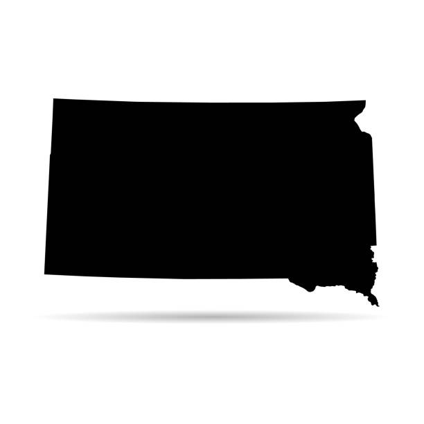 ilustrações, clipart, desenhos animados e ícones de forma de mapa da dakota do sul, estados unidos da américa. ilustração vetorial do símbolo do símbolo de conceito plano - south dakota map pierre cartography