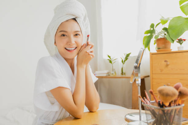istock Asian woman make-up with brushes 1469745602