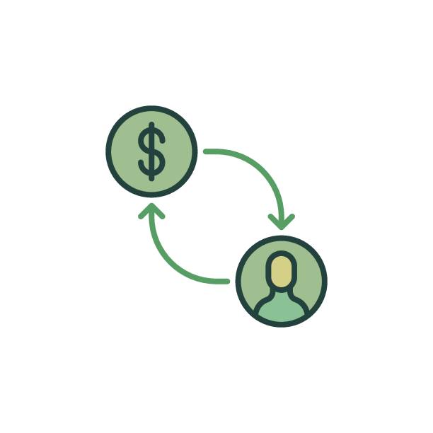 달러 벡터 뇌물 수수 또는 부패 개념 컬러 아이콘을 가진 남자 - embezzle stock illustrations