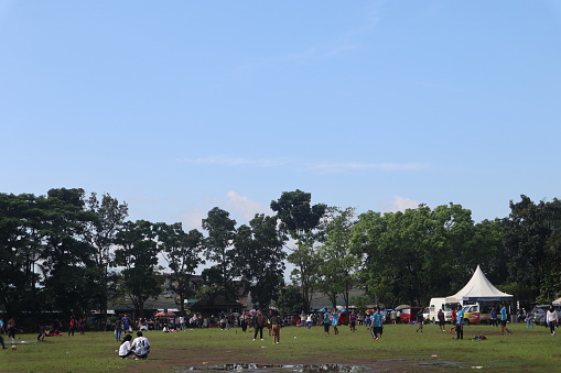 Morning Activities On The Cianjur Car Free Day In The Field Stock Photo Morning Activities On The Cianjur Car Free Day In The Field Stock Photo
