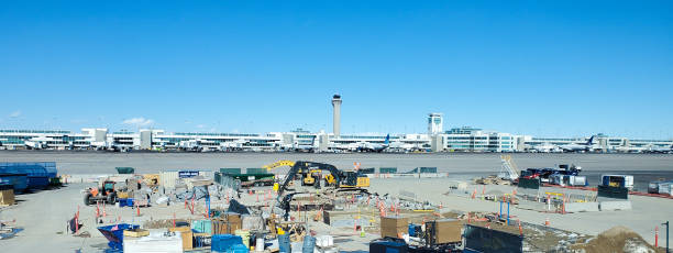 Denver, Colorado, USA- February 19, 2023: Ongoing gate construction. Concourse A, Denver International Airport.