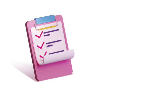 istock Checklist on paper attached to the clipboard. Planning and organization of work. 3d render. vector illustration. 1469751681