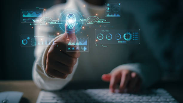 istock Women use fingerprint identification to access personal information data. The idea for E-KYC, biometrics security, and innovation technology against digital cybercrime 1469753100