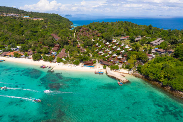 istock phi phi island and resort tourist boat aerial view 1469753385