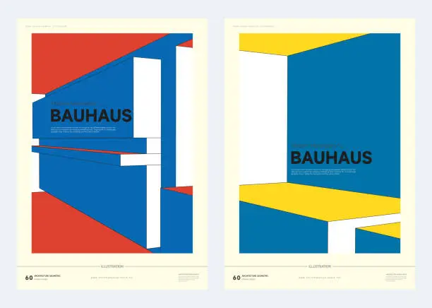 Vector illustration of Bauhaus modern minimalism architecture structure pattern cover design template background