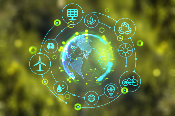 istock Earth hologram and eco energy hud, technology and resources 1469756511
