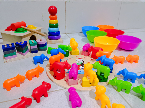 Children wooden end plastic toys for learning for skills
