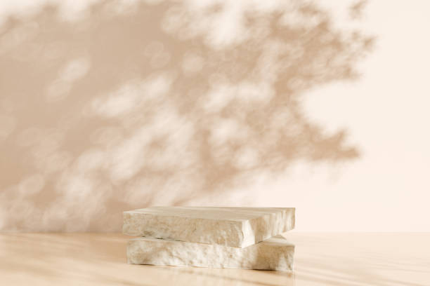 istock Stone podium on beige background. Mockup for product display 1469758168