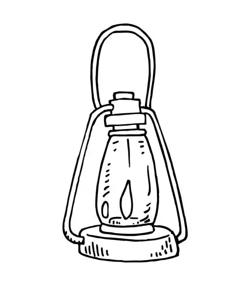 Vector illustration of Old lantern hand drawn illustration