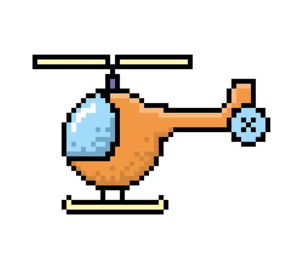 Vector illustration of Cartoon Helicopter pixel style