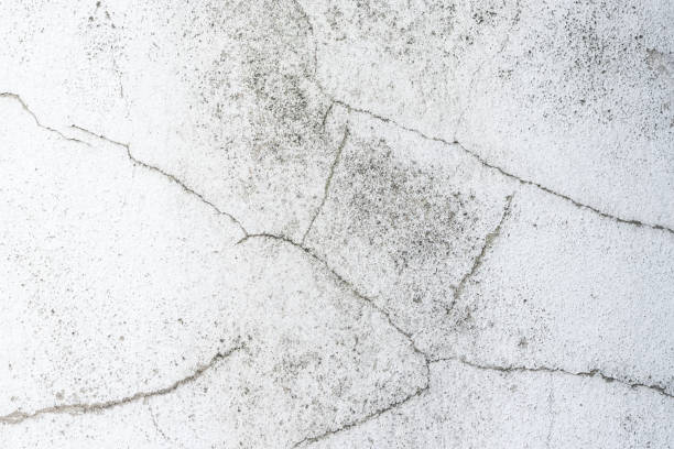 istock Background of white wall with cracks, texture, wall, concrete, can be used as a background. Fragment of a wall with scratches and cracks 1469773254