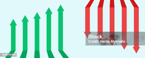 Financial Arrows Up And Down Green And Red Arrow Increase And Decrease ...