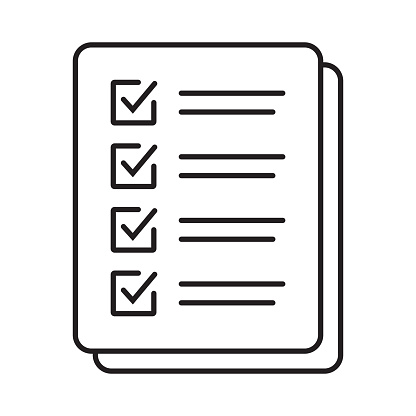 istock Checklist vector icon in line art style. Document icon, questionnaire icon, illustration isolated on white background for graphic and web design. 1469776223
