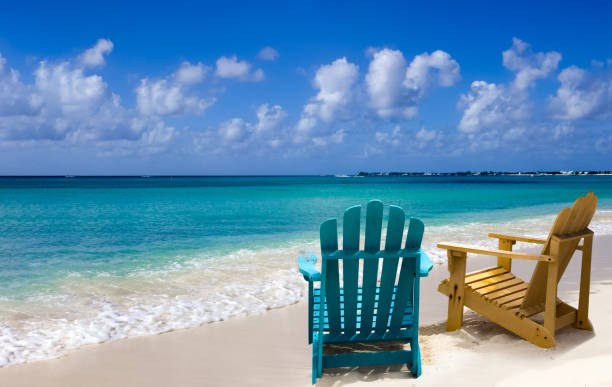 istock Two beach chairs on Caribbean coast 1469778911