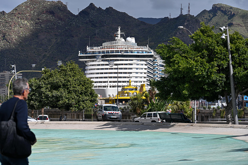 Santa Cruz de Tenerife, Spain - February 8, 2023 - The cruise ship AIDA Nova in the port of Santa Cruz de Tenerife, Spain.