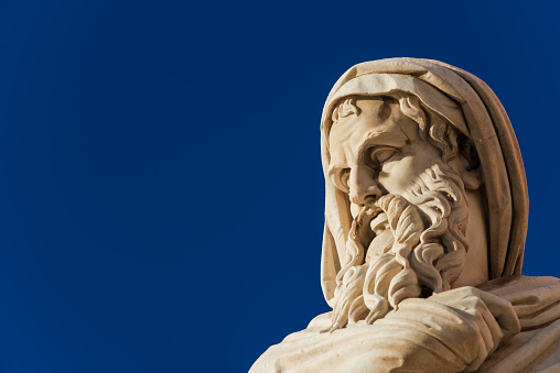 Old and wise man statue. A neoclassical marble statue erected in 1824  in Rome People's Square