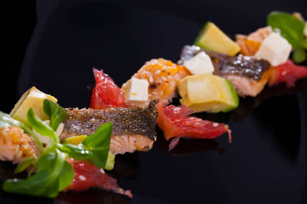 istock Salad with grilled trout, avocado, grapefruit, feta, corn salad 1469786614