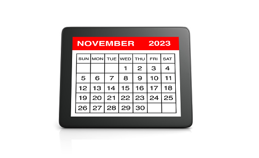 November 2023 calendar on Tablet