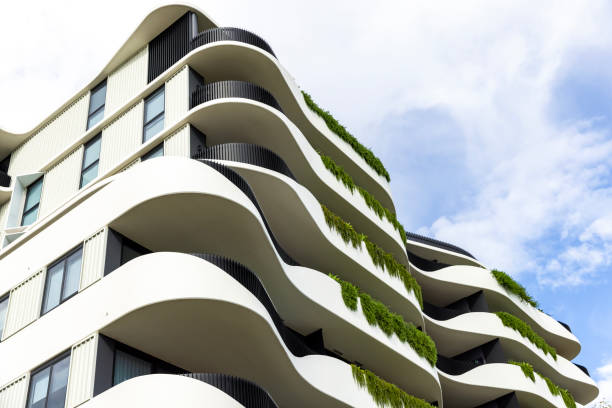 istock Closeup new, modern apartment building, background with copy space 1469795224