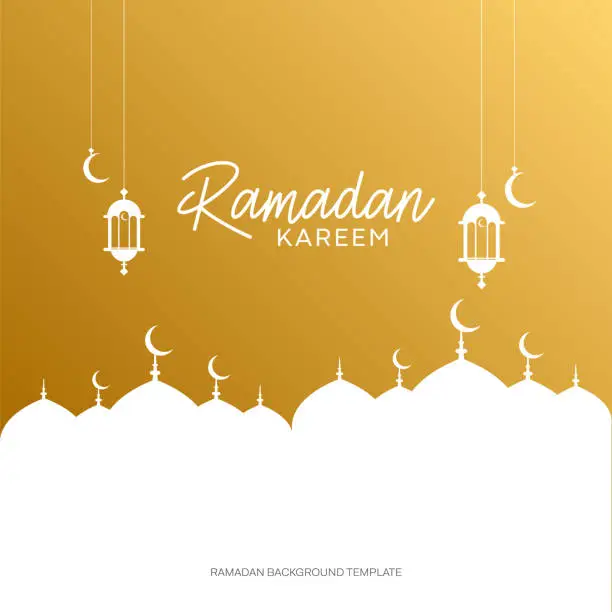 Vector illustration of Ramadan kareem  and islamic line mosque. Muslim ornamental hanging lantern. Greeting card islamic celebration background for graphic design vector stock illustration