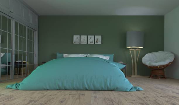 istock Modern bedroom in green tones. 1469798835