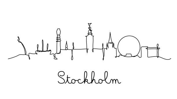 ilustrações, clipart, desenhos animados e ícones de horizonte da cidade de estocolmo - stockholm silhouette sweden city