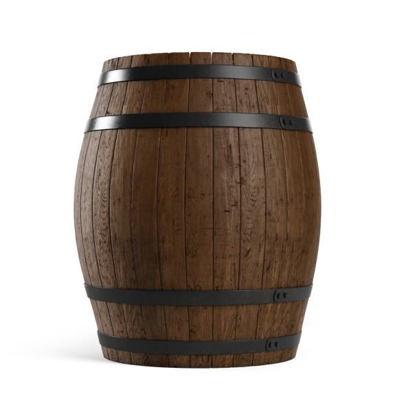 istock Wooden barrel isolated on white background. Clipping path included. 1469799020