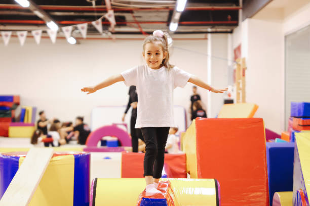 istock Happy girl during corrective gymnastics 1469800136