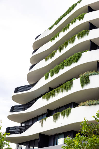 istock Closeup new, modern apartment building, background with copy space 1469801040