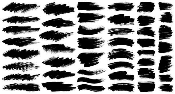Paint brush strokes Set of paint brush strokes and backgrounds. Hand drawn design elements. Isolated vector grunge images black on white. Ink and Brush stock illustrations