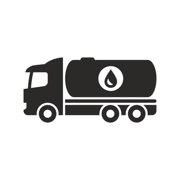 오일 탱크 트럭 아이콘입니다. 연료 트럭. - fuel tanker truck oil chemical stock illustrations