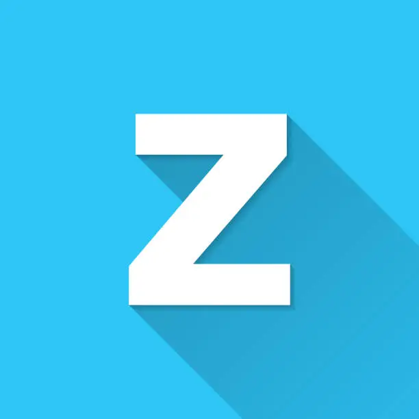 Vector illustration of Letter z. Icon on blue background - Flat Design with Long Shadow