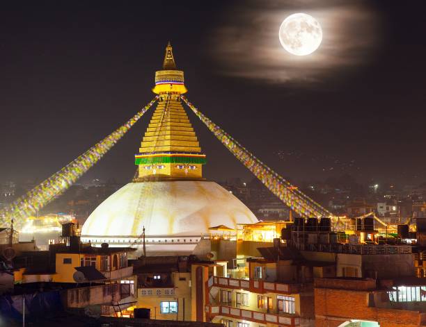istock night view of Boudha or Bodhnath stupa with moon 1469805262